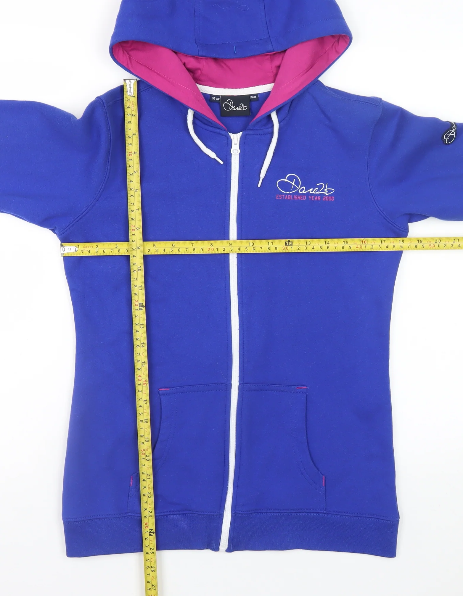 Dare2b Womens Blue Full Zip Hoodie Size 10 Cotton Blend - Image 2