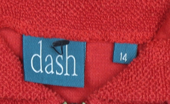 Dash Women Red Full Zip Hoodie Jacket UK 14 Polyester Cotton - Image 4