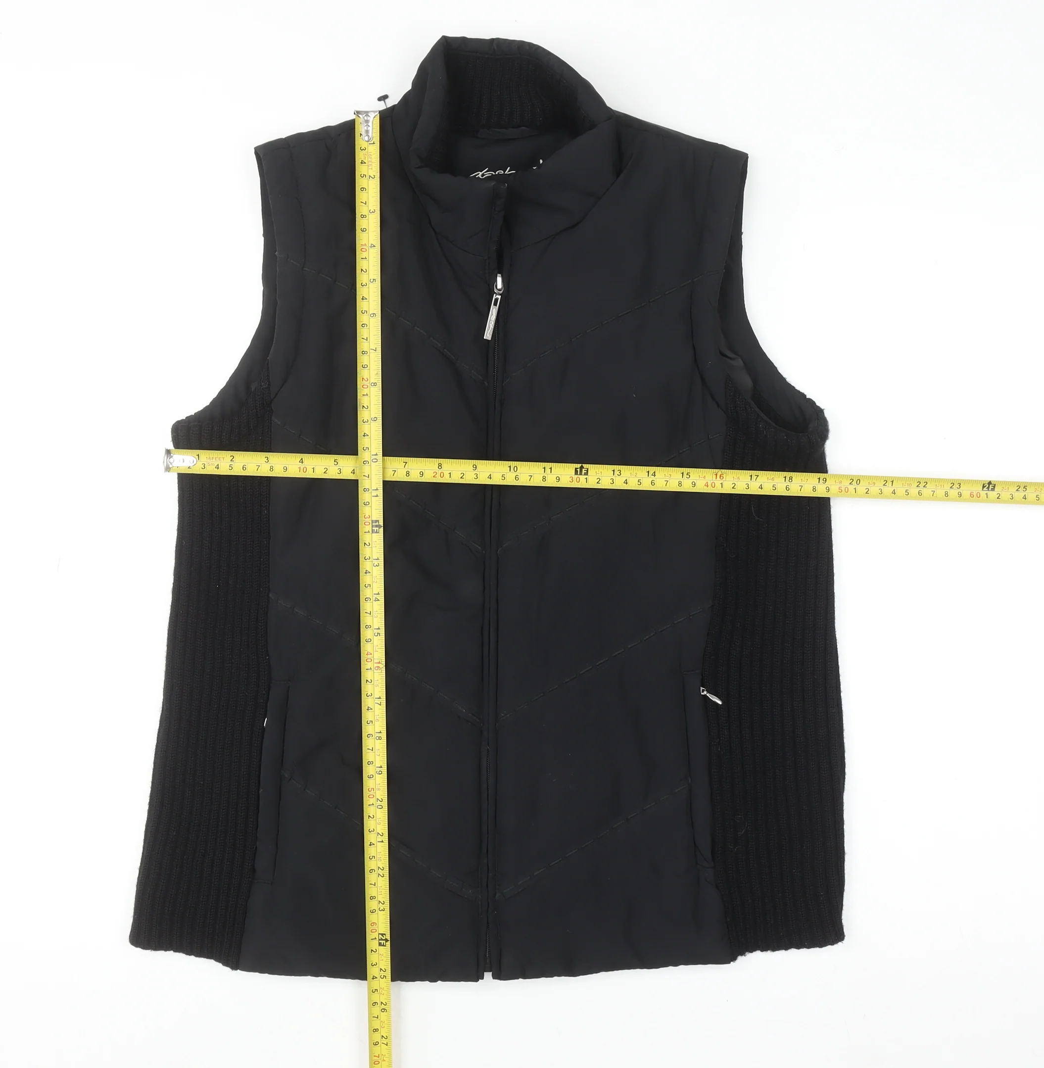 Dash Women's Black Size 14 Quilted Zip Waistcoat Bodywarmer - Image 2