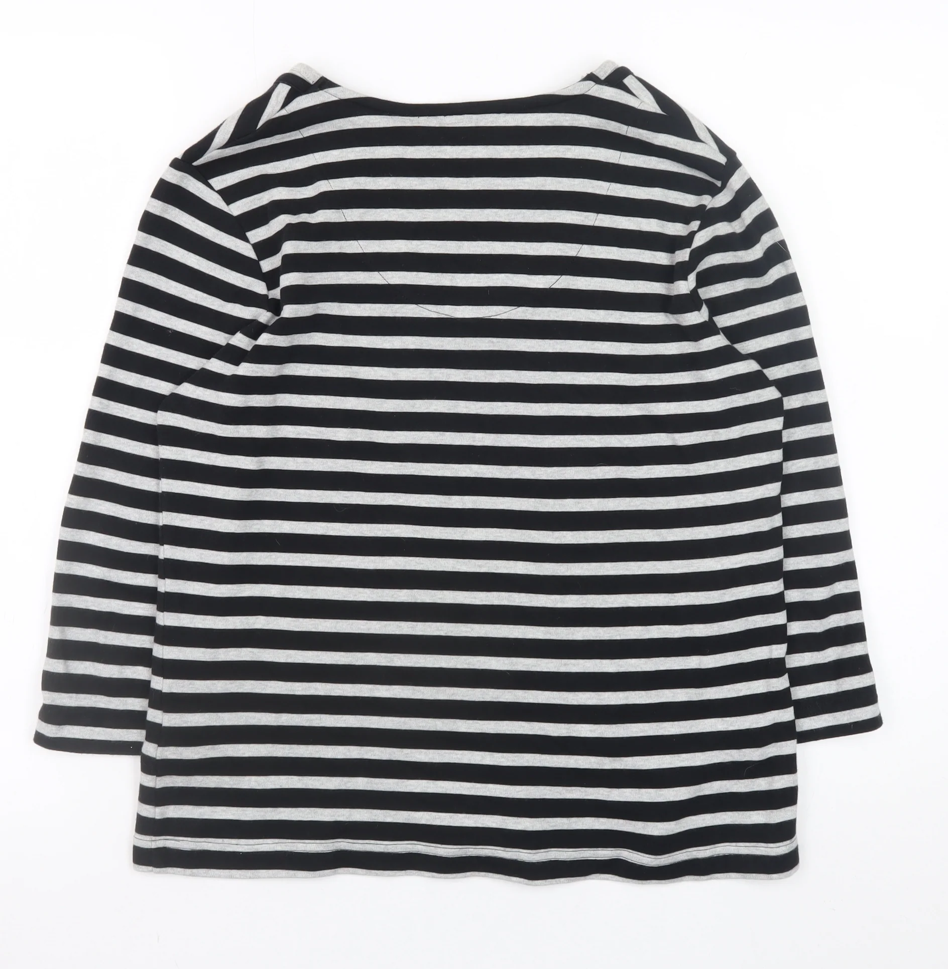 Dash Womens Black Striped 3/4 Sleeve V-Neck Cotton T-Shirt Size 14 - Image 3