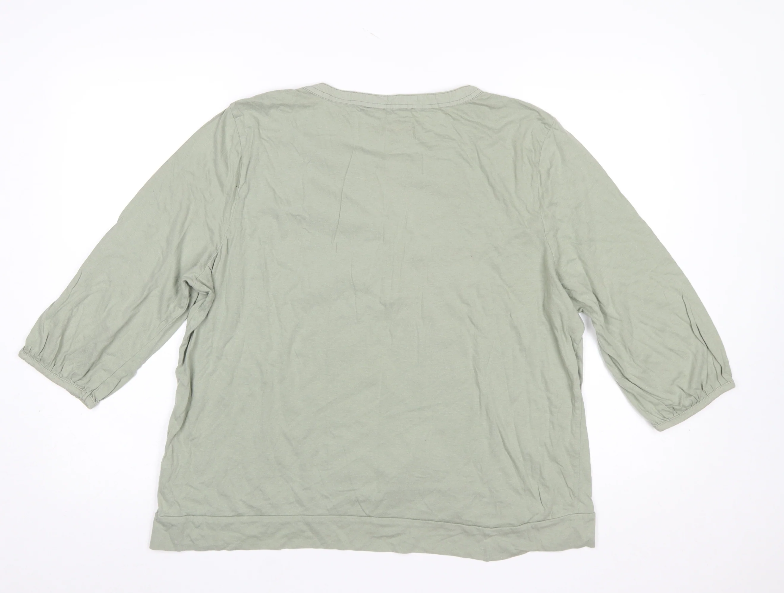 David Emanuel Women’s Green Cotton 3/4 Sleeve Tunic Blouse Size 20 - Image 3