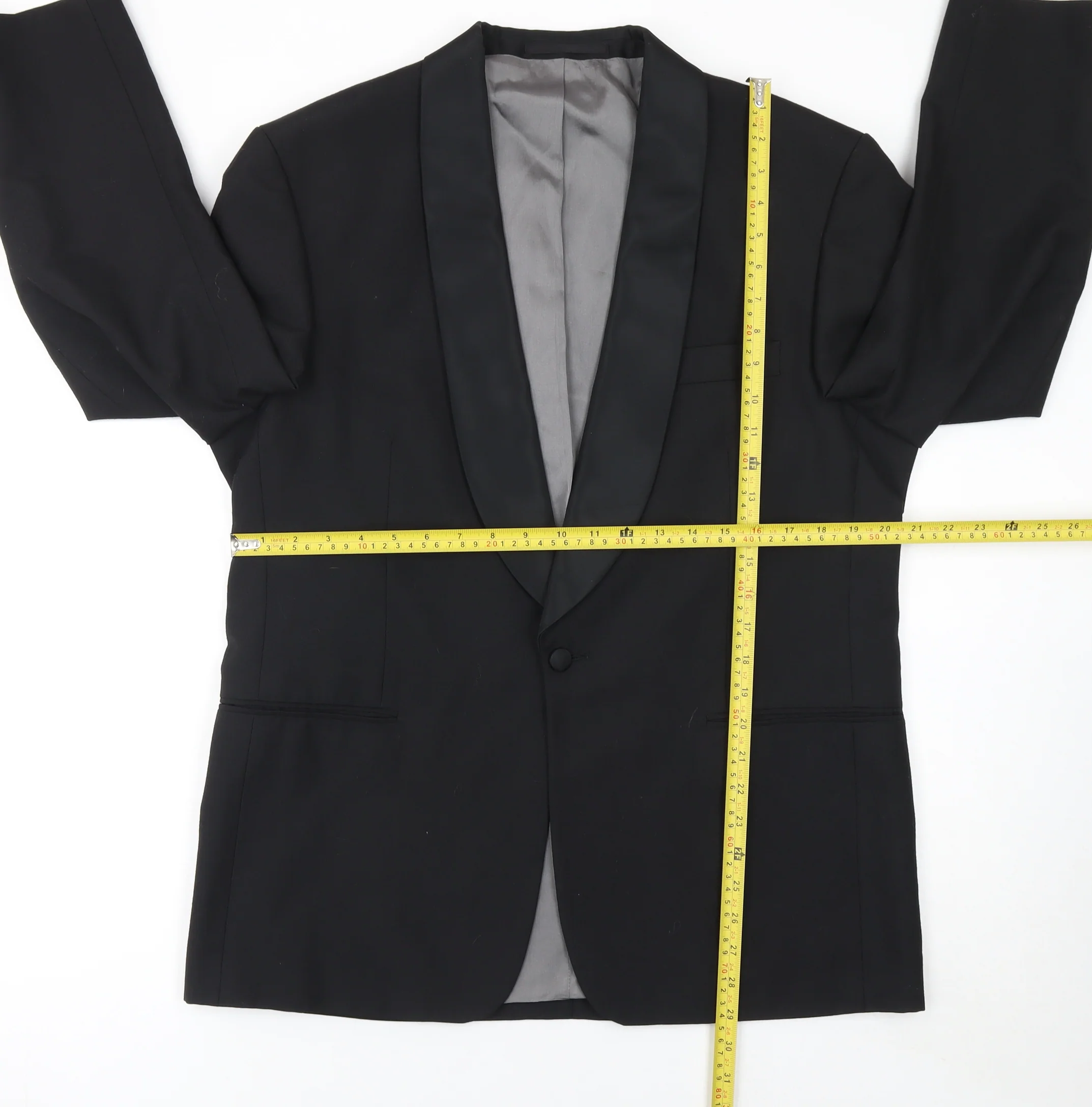 David Moss Men's Black 40S Shawl Lapel Tuxedo Jacket - Image 2