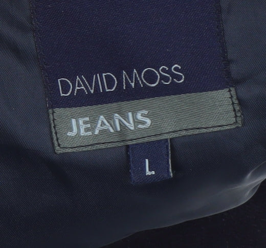 David Moss Men's Blue Wool Blend L Jacket Zip Up Mid-Length Casual Coat - Image 4