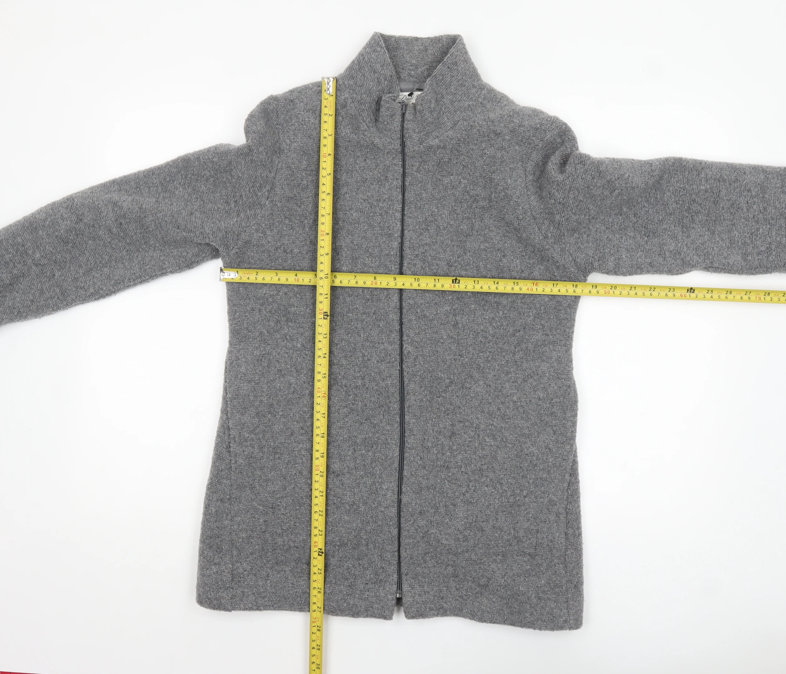 David Nieper Women's Grey Wool Blend Mid-Length Zip Coat Size 10 - Image 2