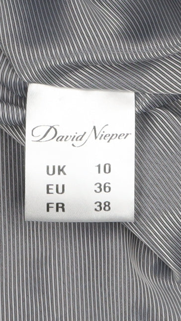 David Nieper Women's Grey Wool Blend Mid-Length Zip Coat Size 10 - Image 5