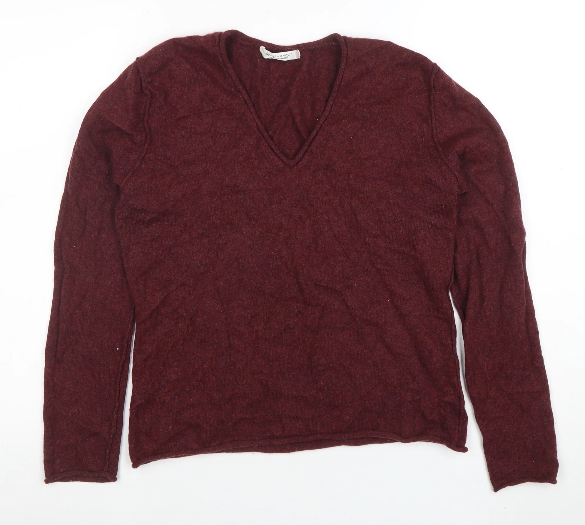 Deane & White Women's Red 100% Cashmere V-Neck Jumper Size M