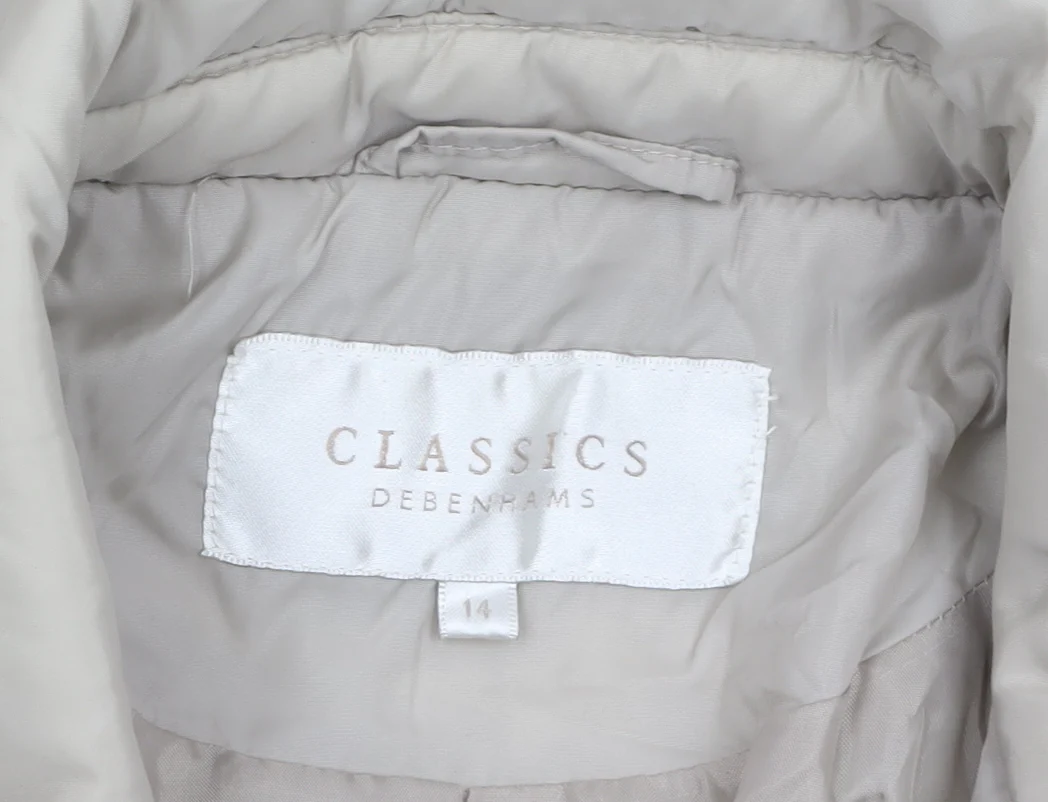 Debenhams Classics Women Beige Quilted Mid-Length Jacket Size 14 - Image 5
