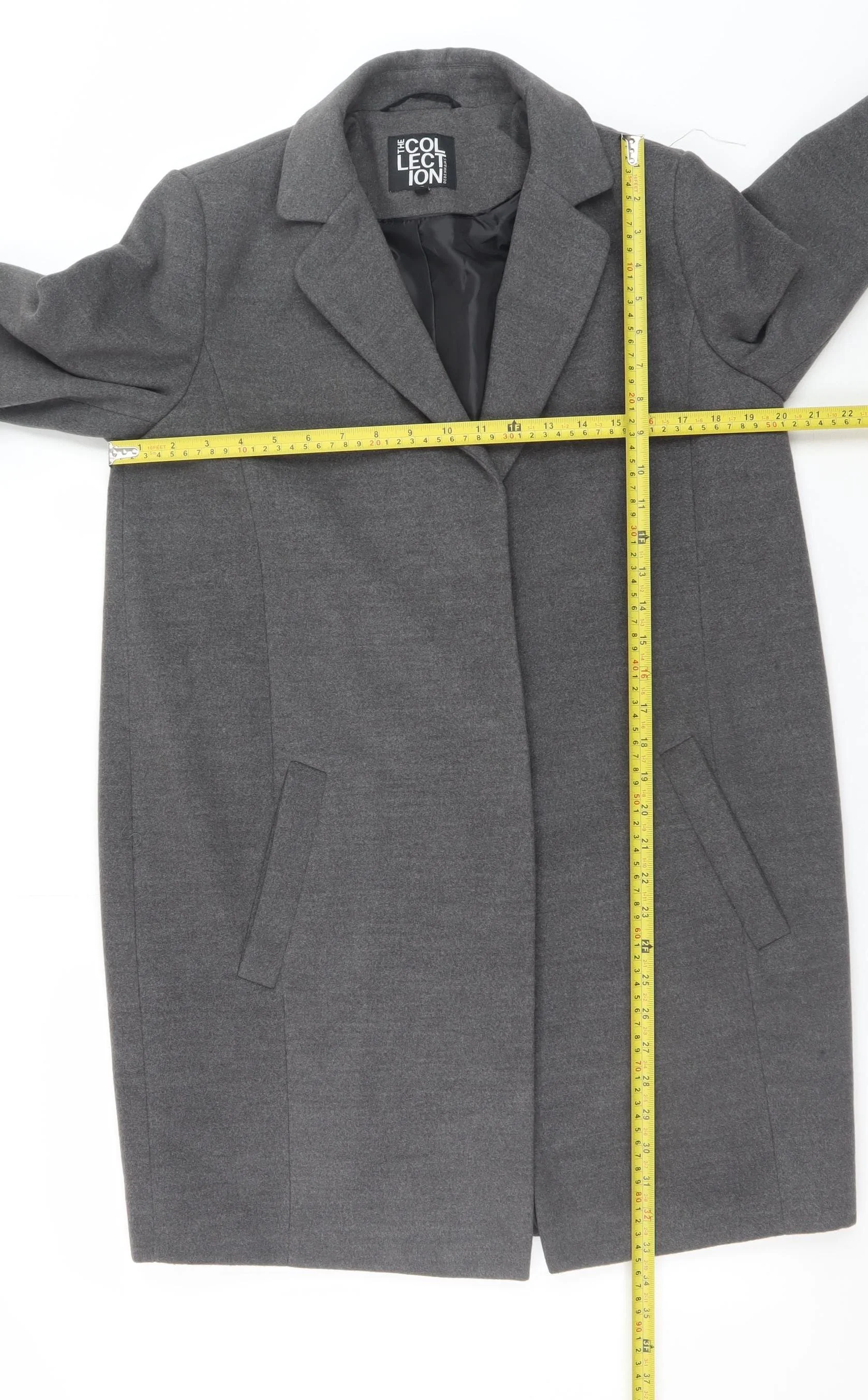 Debenhams The Collection Women's Grey Long Coat Size 12 Lined Classic Style - Image 2