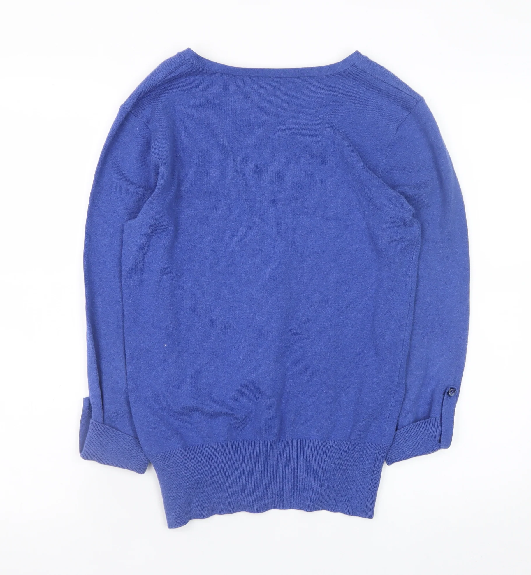 Debenhams Women Blue V-Neck Cotton Knit Jumper Size 12 - Image 3