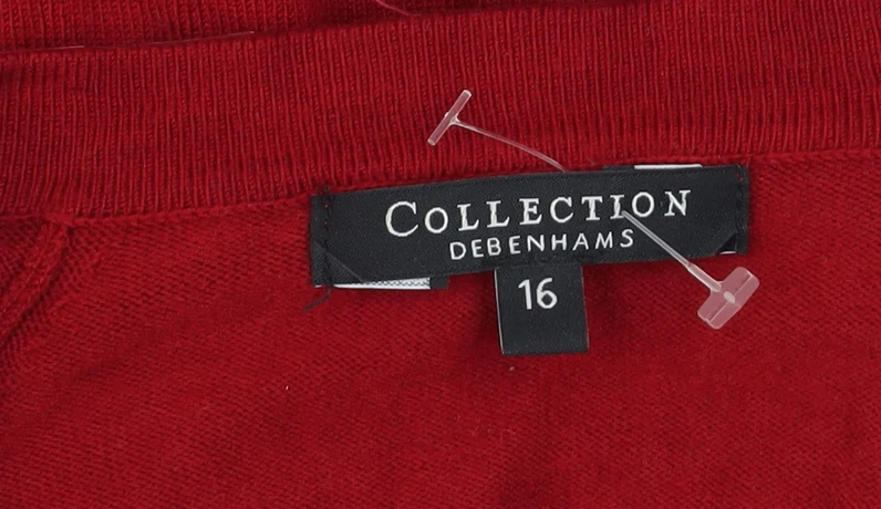 Debenhams Women Red Beaded Open Knit Shrug Size 16 - Image 4