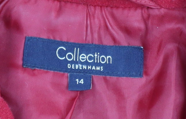 Debenhams Women Red Wool Long Overcoat Size 14 - Image 4