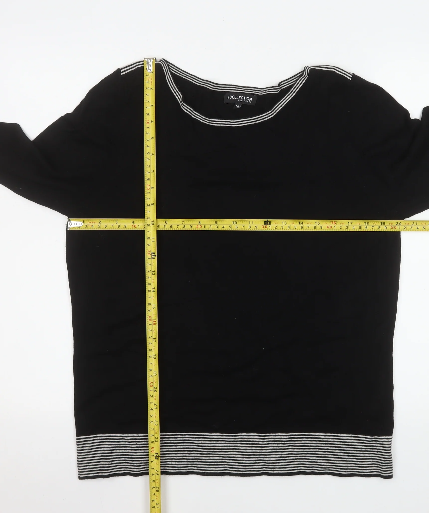 Debenhams Women’s Black 3/4 Sleeve Boat Neck Pullover Jumper Size 16 - Image 2