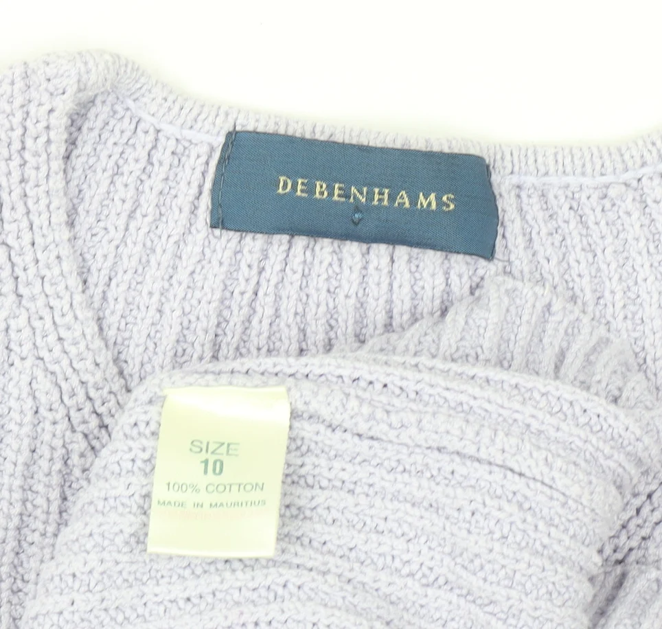 Debenhams Women’s Ivory Cotton V-Neck Chunky Knit Jumper Size 10 - Image 4