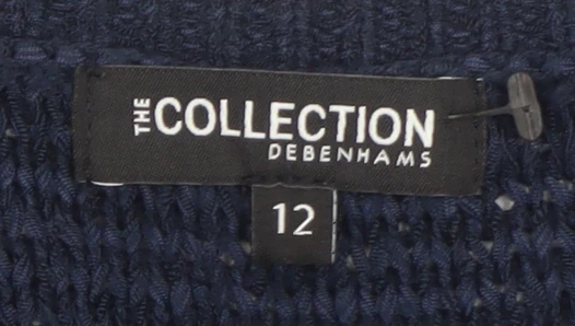 Debenhams Women's Blue Knitted Boat Neck Button Jumper Size 12 - Image 4