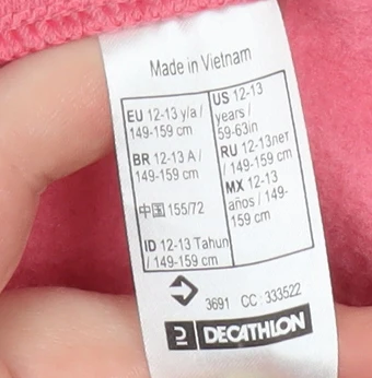 Decathlon Girls Pink Full Zip Fleece Jacket 12-13 Years Lightweight - Image 4