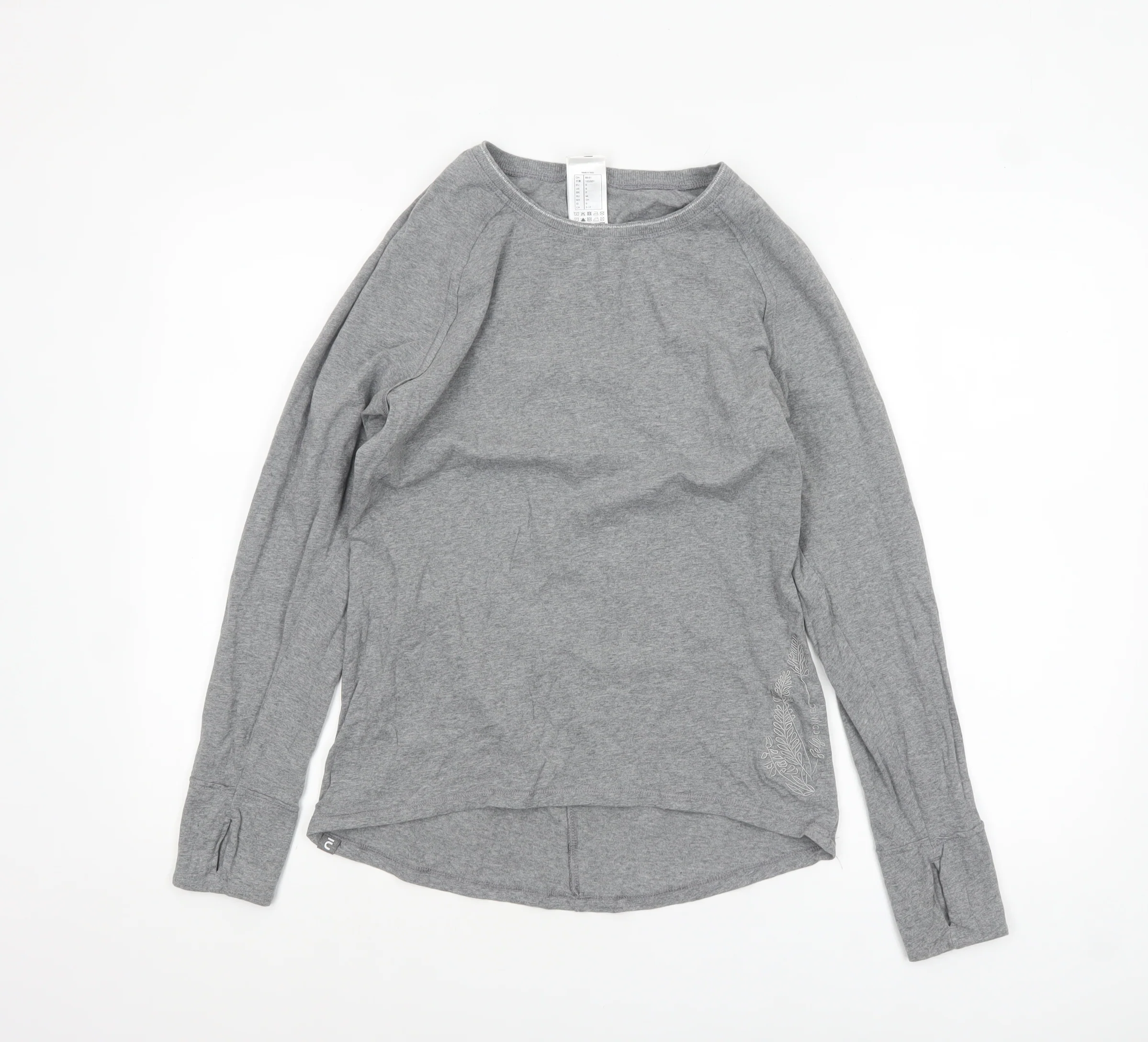 Decathlon Women Grey Long Sleeve Basic T-Shirt Size S