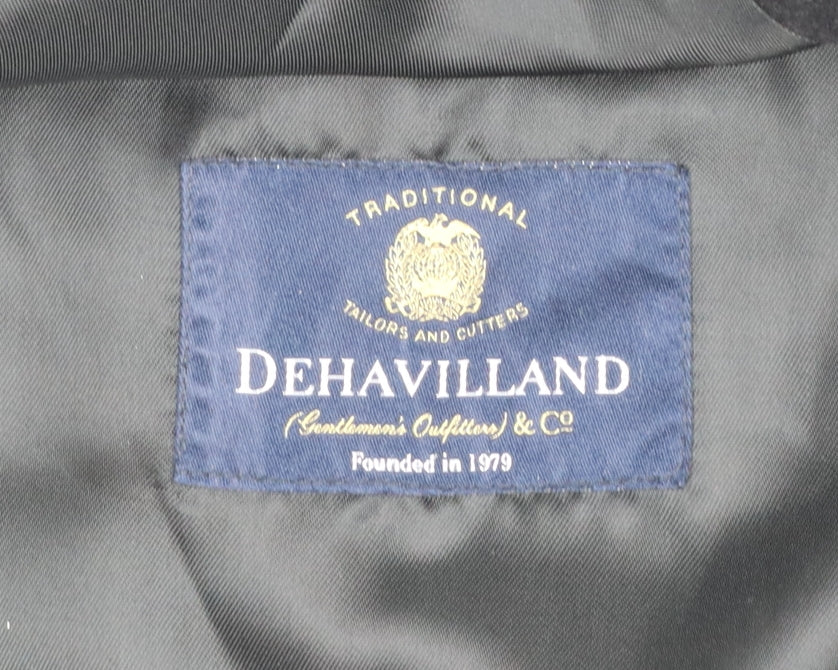 Dehavilland Men's Black Wool Cashmere Overcoat 40S Classic Long Formal - Image 4