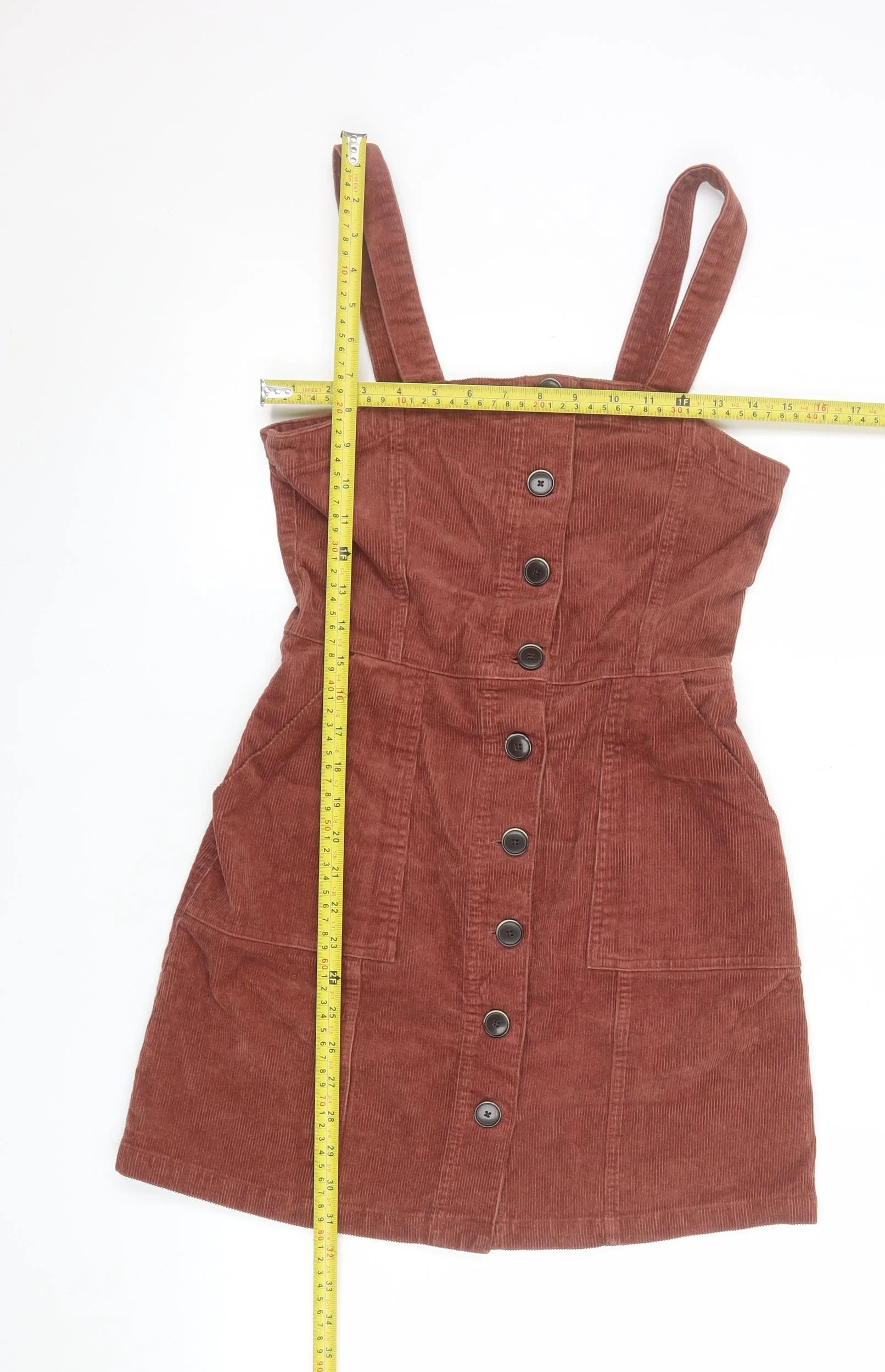 Denim Co. Women Brown Corduroy Pinafore Dress Size 10 - Image 2
