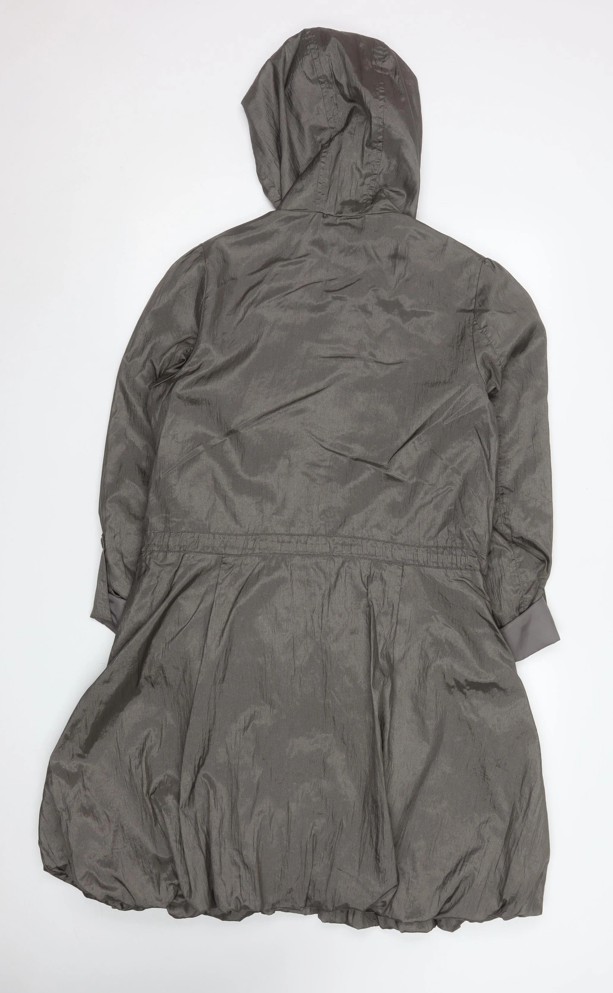 Denim Co Women Grey Nylon Long Hooded Parka Coat Size 12 - Image 3
