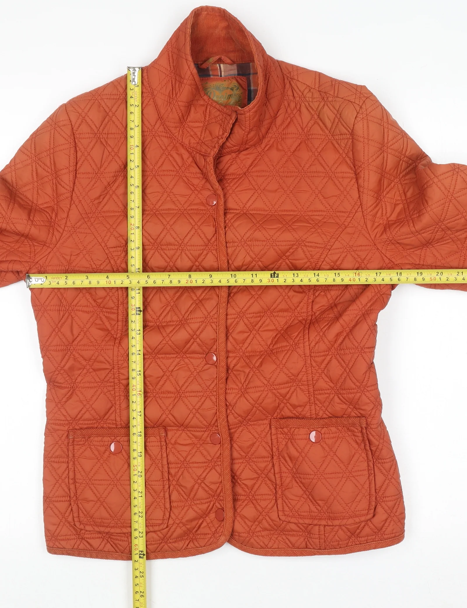 Denim Co Women’s Orange Quilted Jacket Size 14 Casual Mid-Length - Image 2