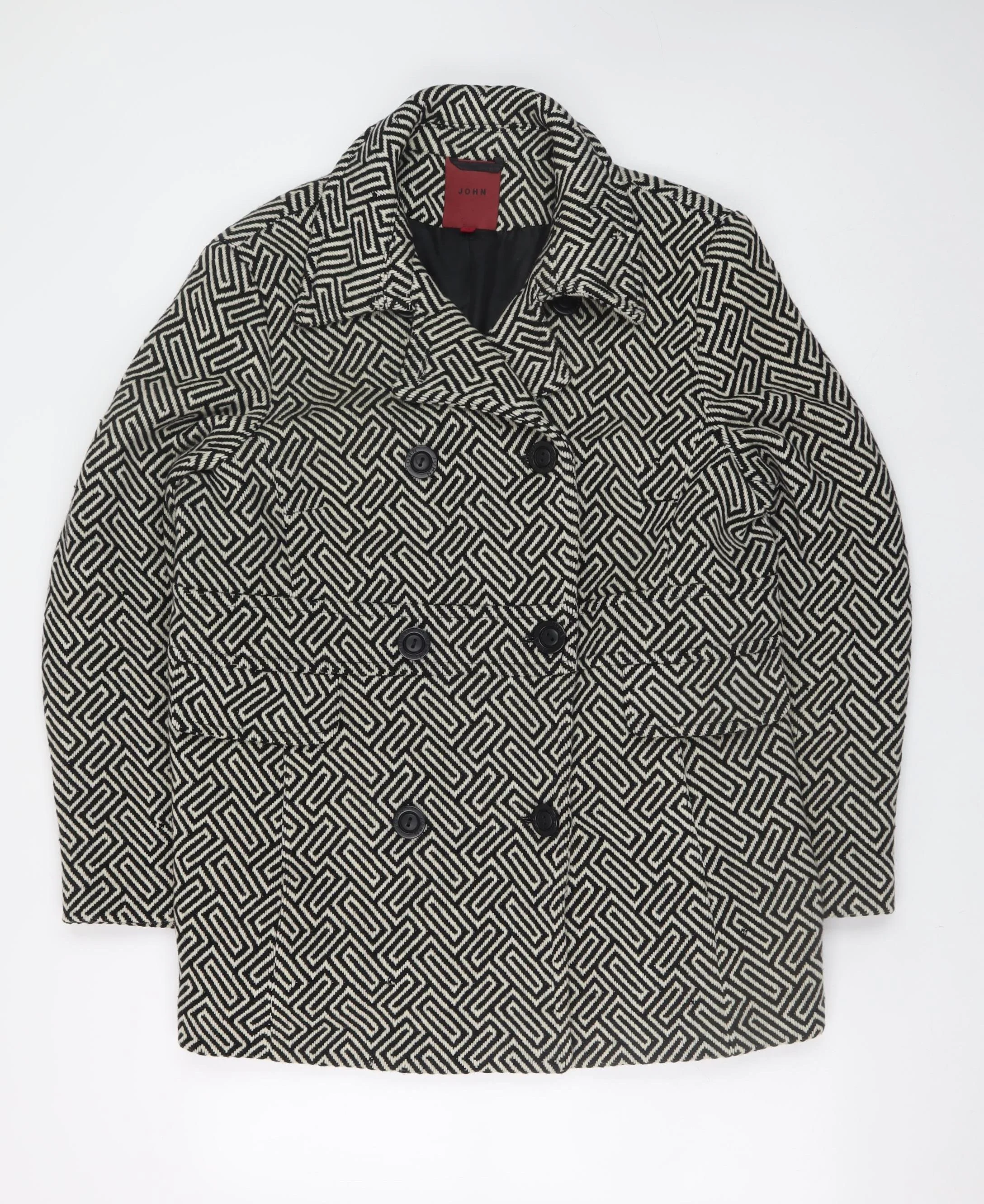 Designers at Debenhams Women Black White Wool Pea Coat Size 18