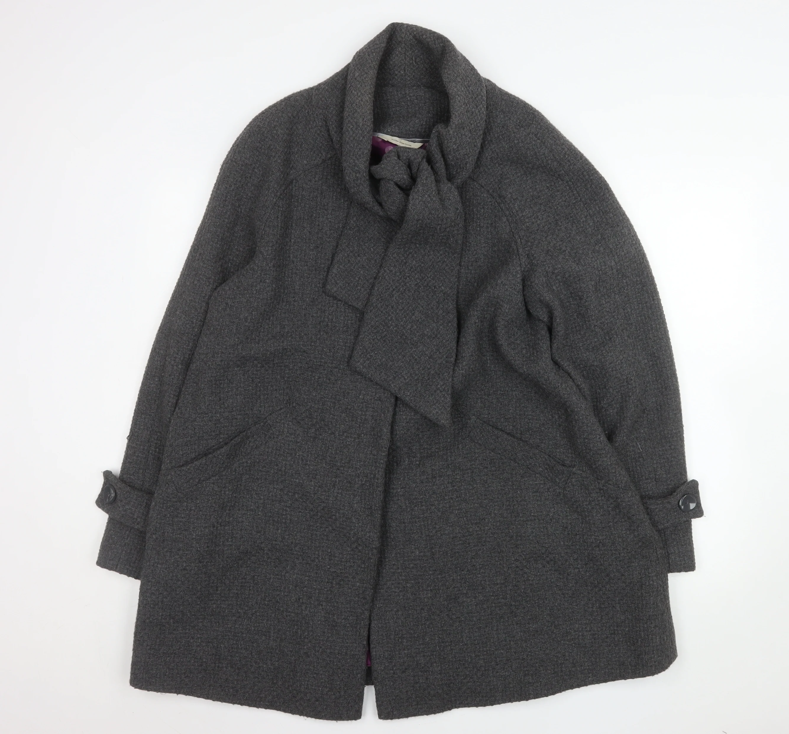 Designers at Debenhams Womens Grey Wool Blend Coat Size 16 Classic Style