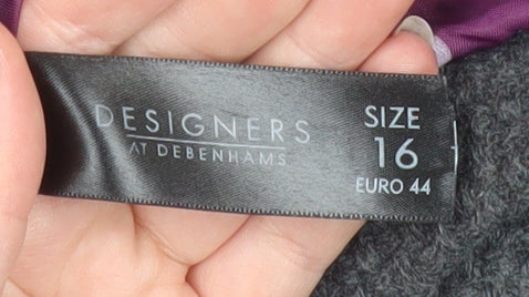Designers at Debenhams Womens Grey Wool Blend Coat Size 16 Classic Style - Image 5