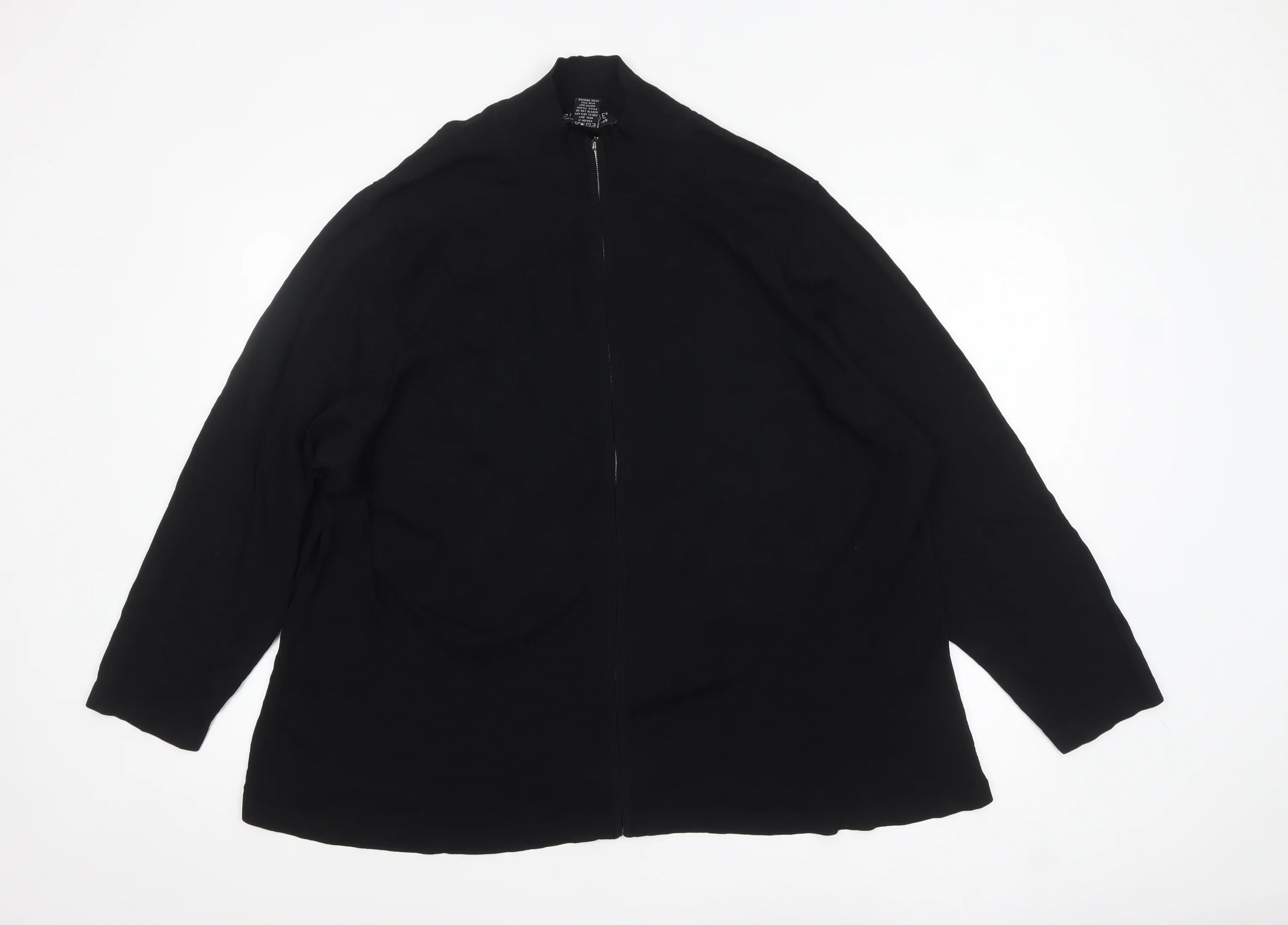 Dialogue Women Black 3XL Full Zip Cardigan in Rayon Blend