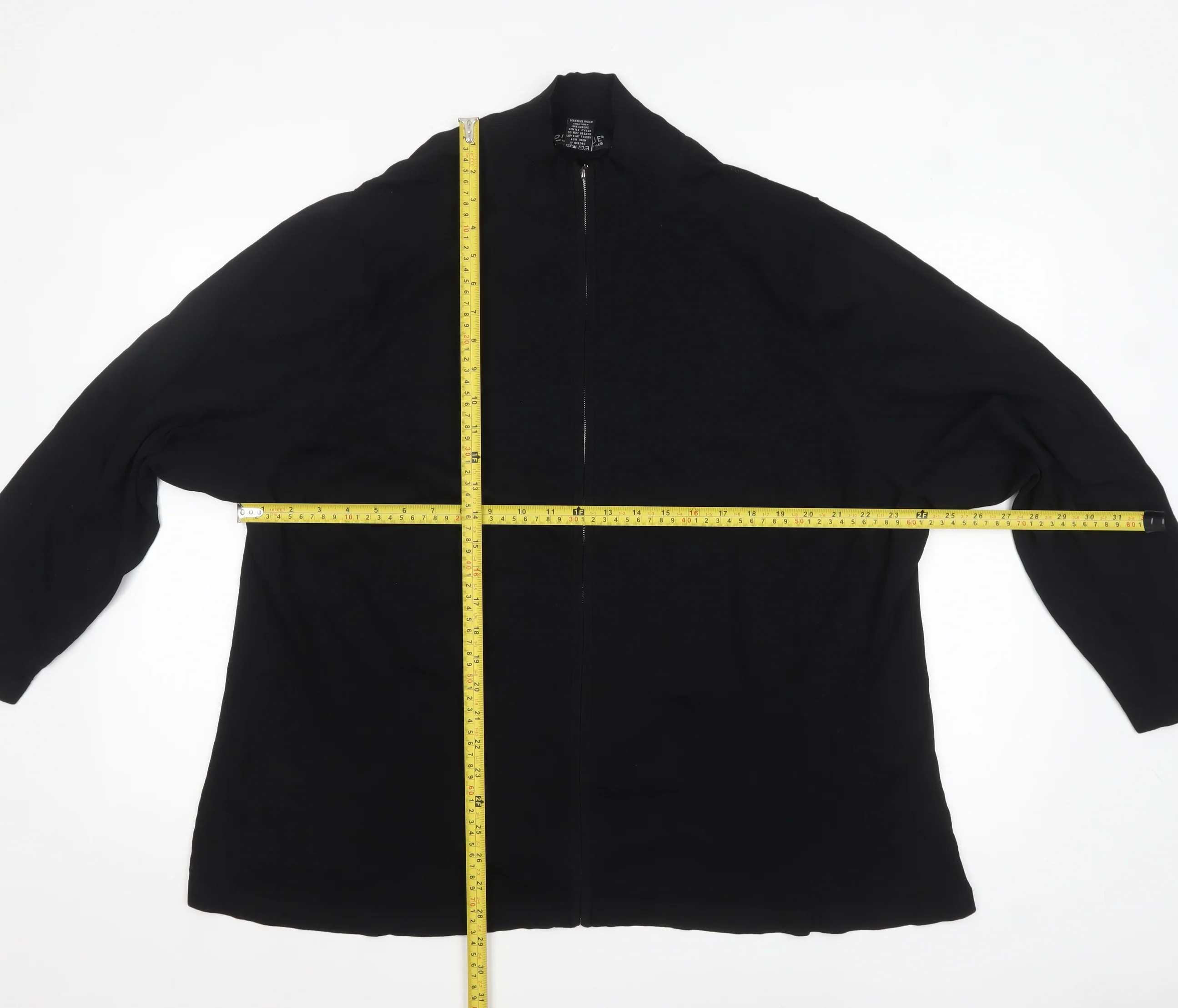 Dialogue Women Black 3XL Full Zip Cardigan in Rayon Blend - Image 2