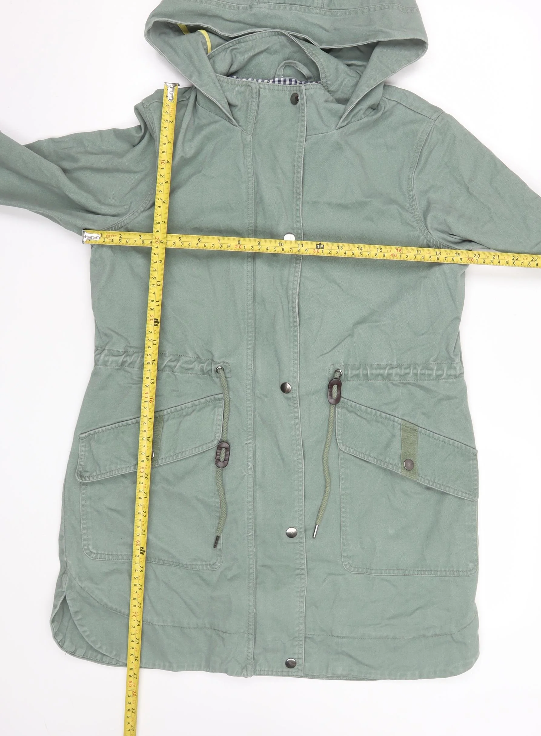 Dickins & Jones Women's Green Cotton Parka Coat Size 12 - Image 2