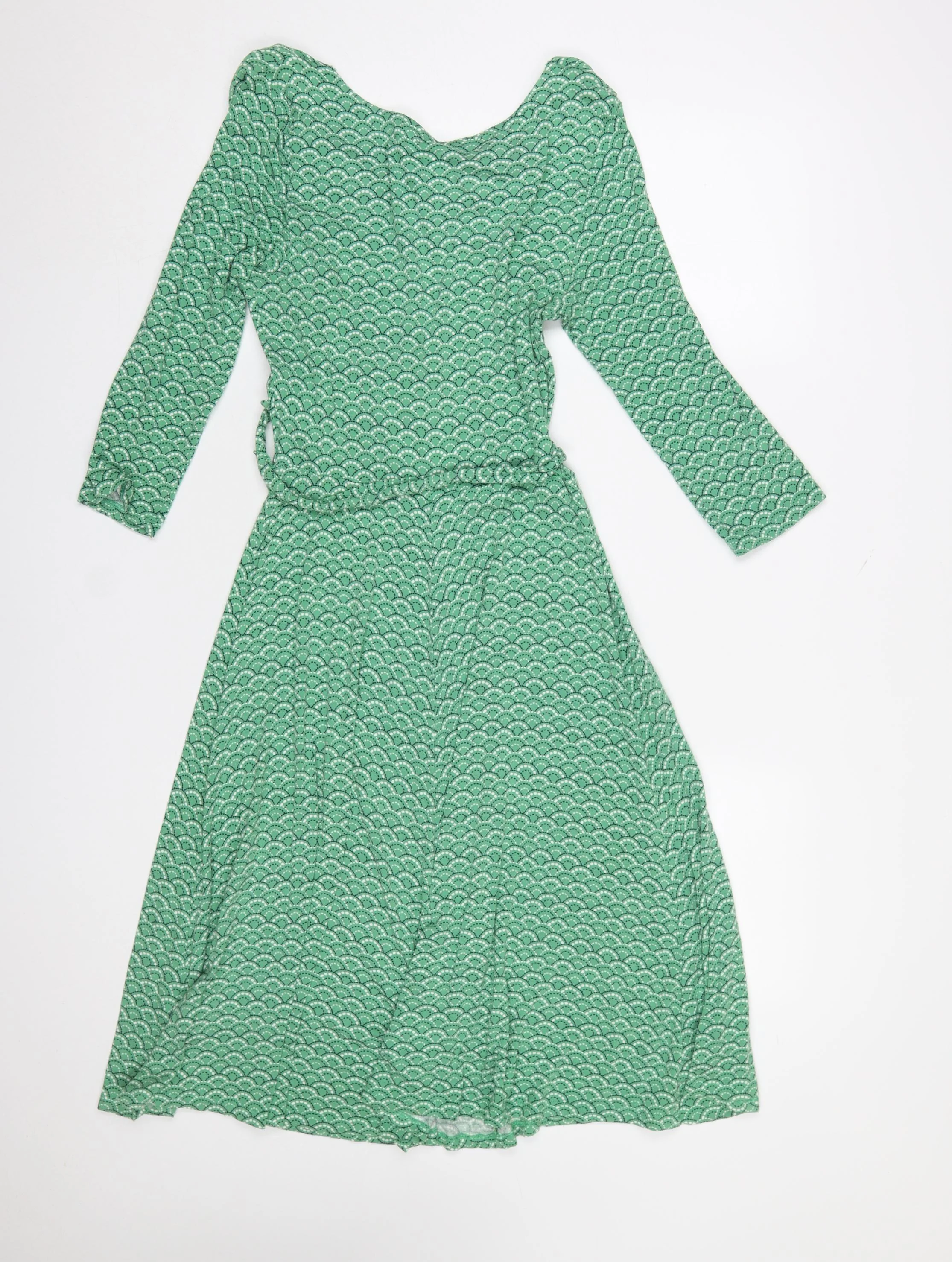 Dickins & Jones Womens Green Geometric Midi Wrap Dress Size 10 - Image 3