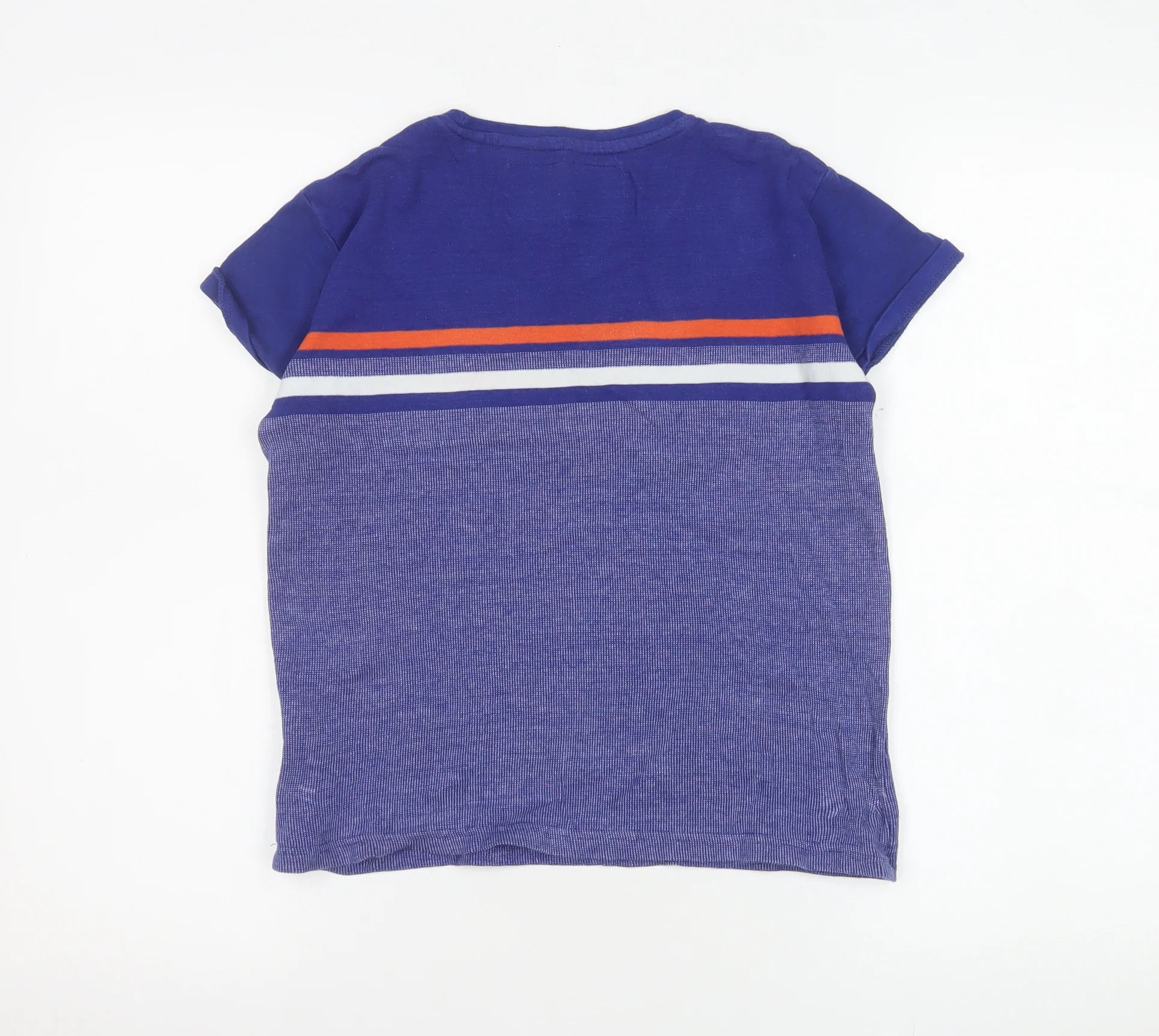 Diesel Boys Blue Striped Cotton T-Shirt Age 9-10 Short Sleeve Casual Top - Image 3