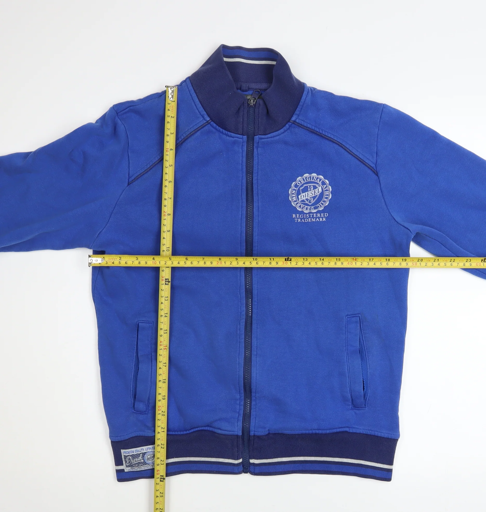 Diesel Jeans Men's Blue Medium Track Jacket Full Zip Casual Sportswear - Image 2