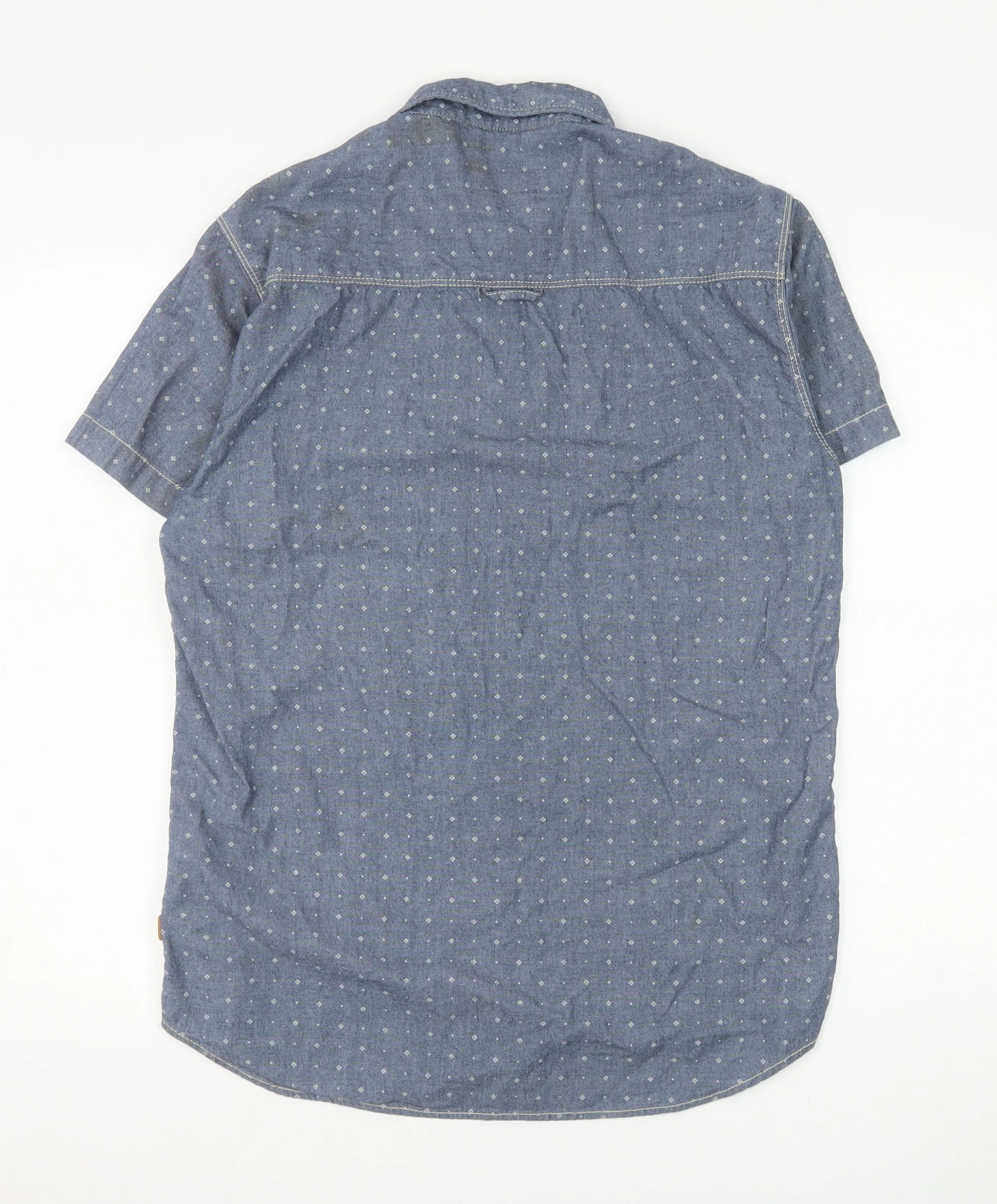 Diesel Men Blue Short Sleeve Cotton Button-Up Shirt M - Image 3