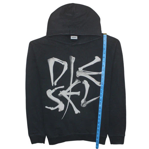 Diesel Mens Black XL Pullover Hoodie with Graphic Print - Image 2