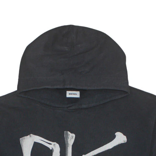 Diesel Mens Black XL Pullover Hoodie with Graphic Print - Image 8