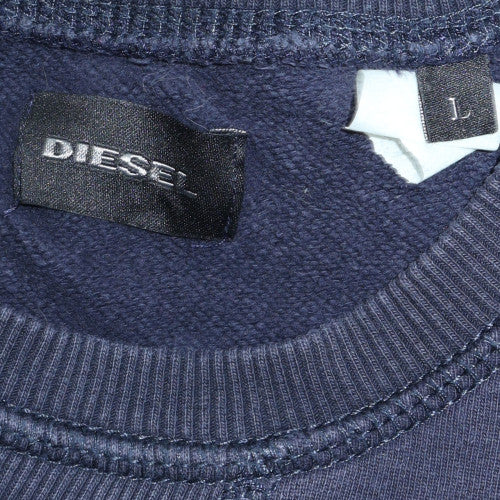 Diesel Mens Blue Cotton Crew Neck Pullover Sweatshirt L - Image 5