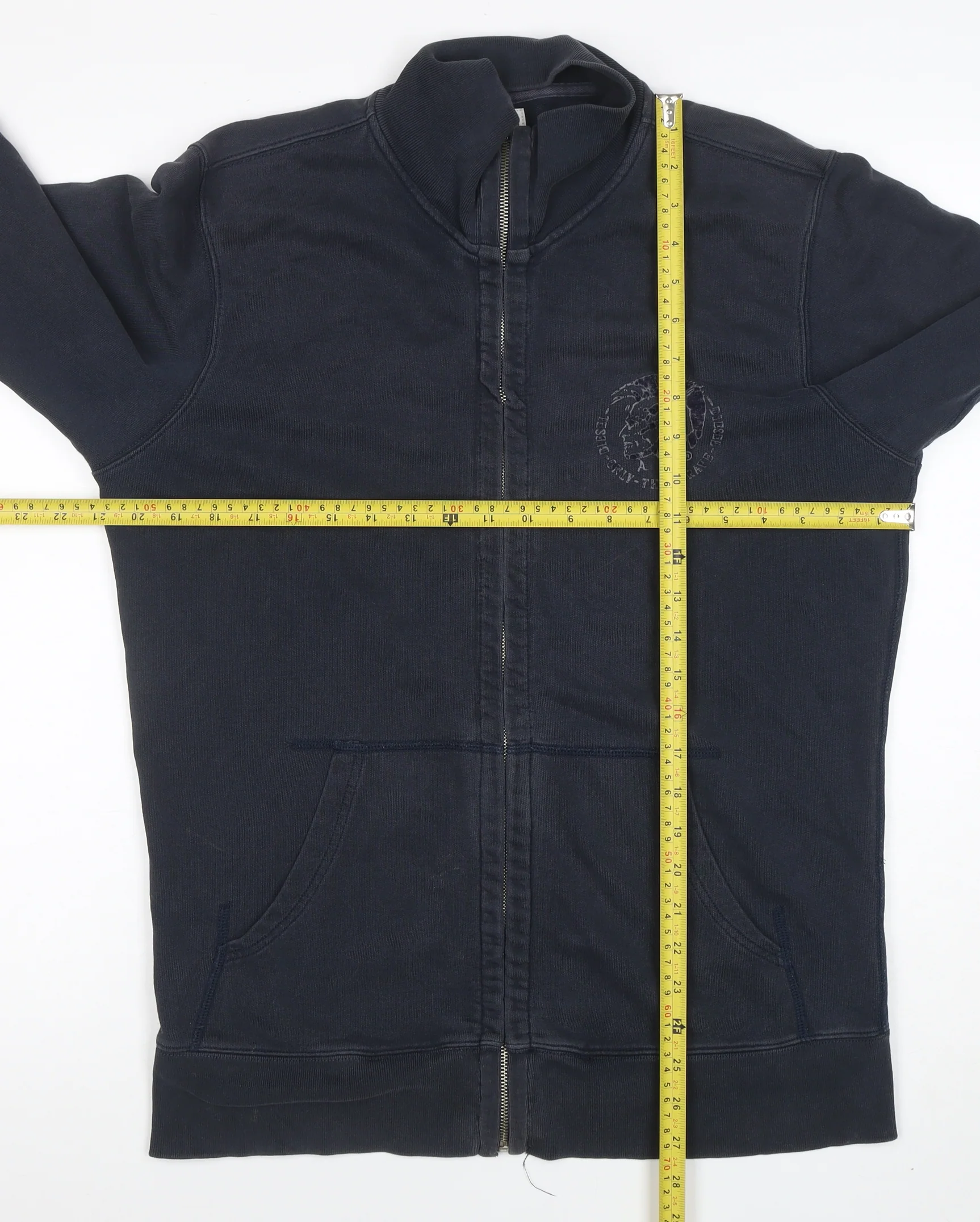 Diesel Mens Blue Full Zip Sweatshirt Size L High Neck Cotton - Image 2