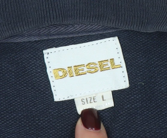Diesel Mens Blue Full Zip Sweatshirt Size L High Neck Cotton - Image 4