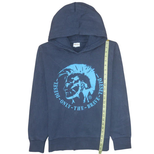 Diesel Men's Blue Pullover Hoodie M Graphic Print Cotton - Image 2