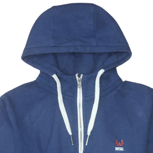 Diesel Mens Blue XL 1/2 Zip Hoodie Sweatshirt with Logo - Image 8