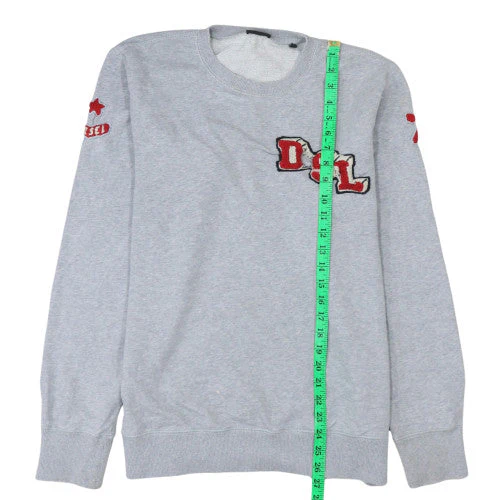Diesel Men's Grey L Crew Neck Embroidered Logo Pullover Sweatshirt - Image 3