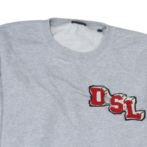 Diesel Men's Grey L Crew Neck Embroidered Logo Pullover Sweatshirt - Image 8