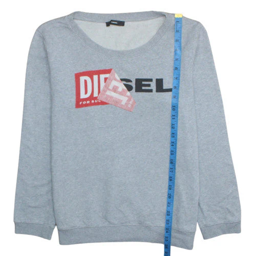 Diesel Men's Grey Logo Crew Neck Cotton Pullover Sweatshirt Size M - Image 2