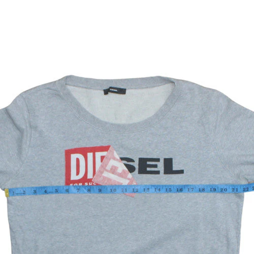 Diesel Men's Grey Logo Crew Neck Cotton Pullover Sweatshirt Size M - Image 3