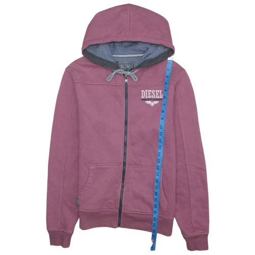 Diesel Mens Purple Full Zip Hoodie M Cotton Blend Fleece - Image 2