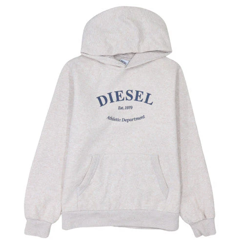 Diesel Womens Beige Pullover Hoodie Small Cotton Blend Hooded Sweatshirt
