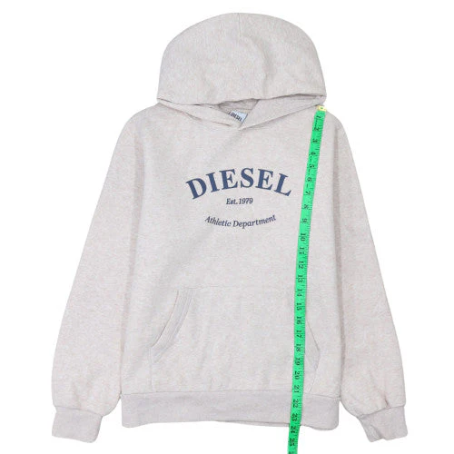 Diesel Womens Beige Pullover Hoodie Small Cotton Blend Hooded Sweatshirt - Image 3