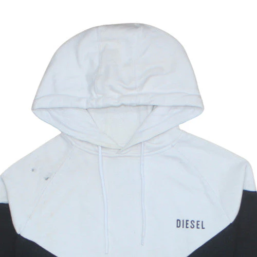 Diesel Womens Black White Hoodie Small Colourblock 100% Cotton - Image 7