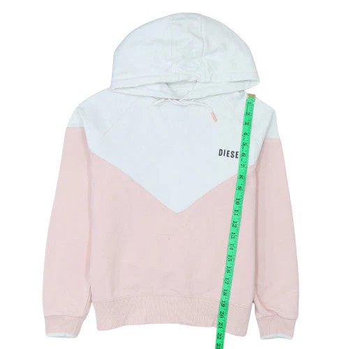 Diesel Womens Pink and White Hooded Pullover Sweatshirt Size S - Image 3